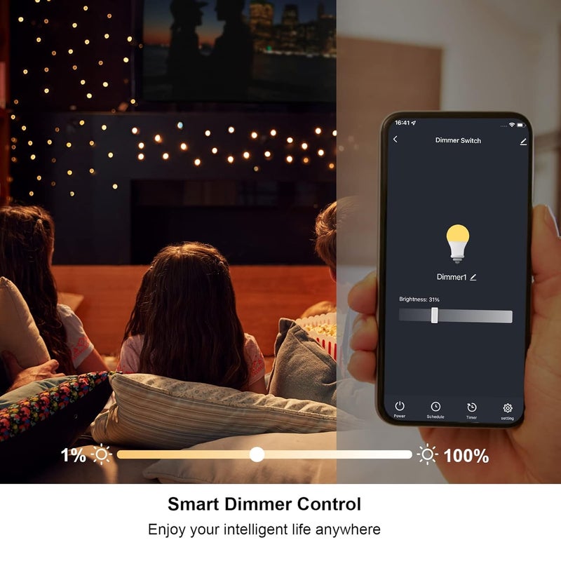 Eva's Light WiFi Smart Dimmable Plug 2 Pack, Smart Plugs for Voice Control, Mini Dimmer Switch Outlet Dimmable LED, CFL, Halogen and Incandescent Bulbs, Lamps, 2.4GHz, No Hub Required - Image 3